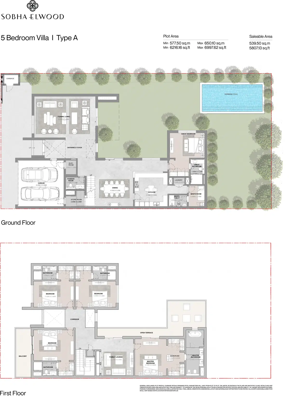 Sobha Elwood Dubai 5 BR Floor Plan 5,807 Sq. Ft.