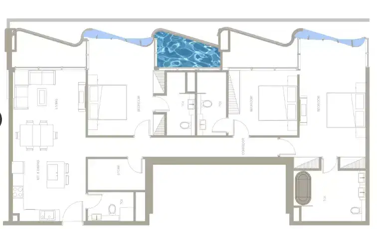 Iluka by MS Homes Dubai 3 BR Floor Plan 1,575 Sq. Ft.