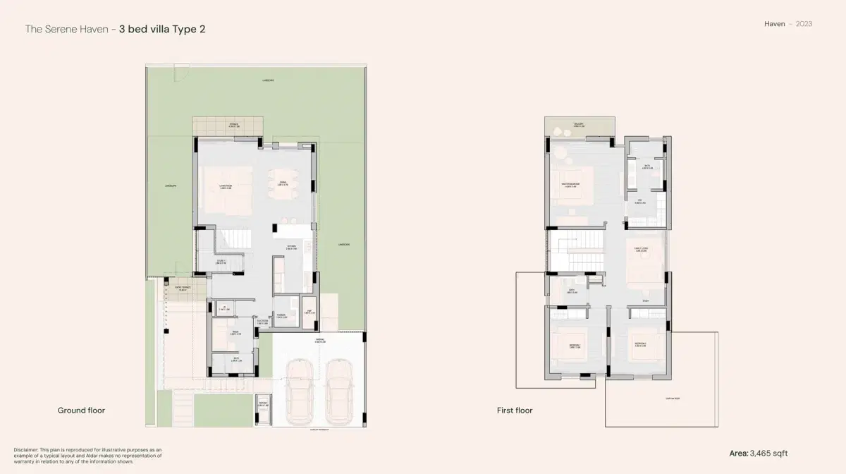 Aldar Haven Dubai 3 BR Floor Plan 3,465 Sq. Ft.
