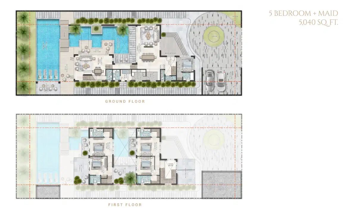 DAMAC The Farmhouses Villas 5 BR Floor Plan 5,040 Sq. Ft.