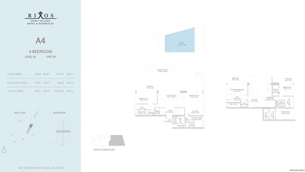 Nakheel Rixos Dubai 4 BR Floor Plan 11,507 Sq. Ft.