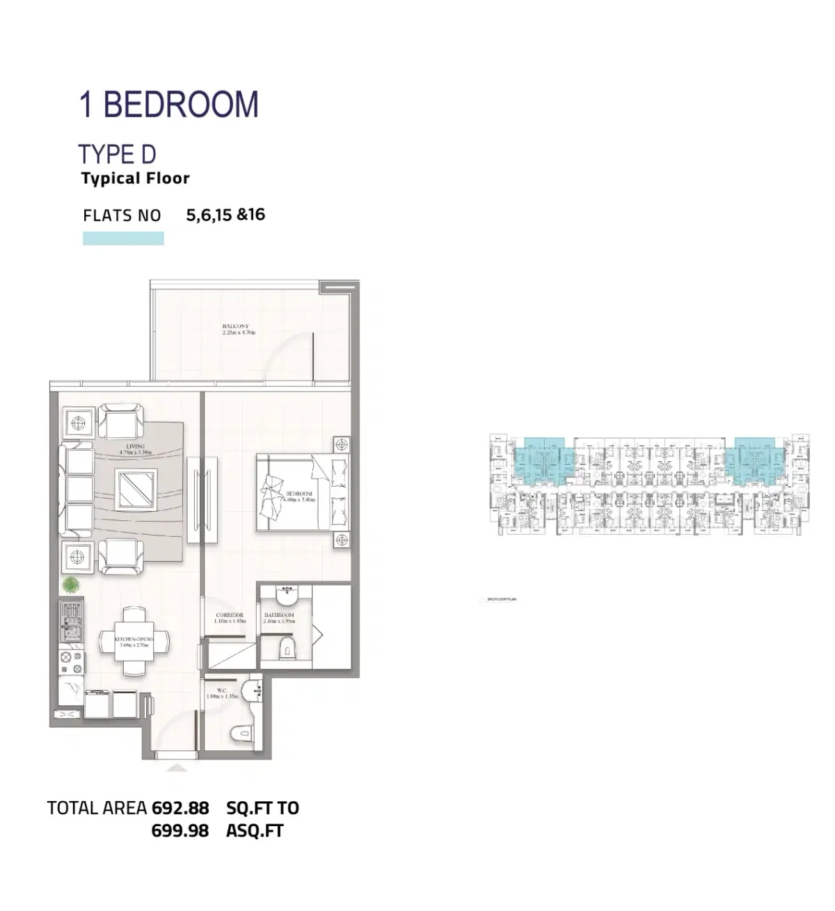 Celia Heights at Dubailand in Majan - Luxury Apartments 1 Bedroom Apartments Floor Plan
