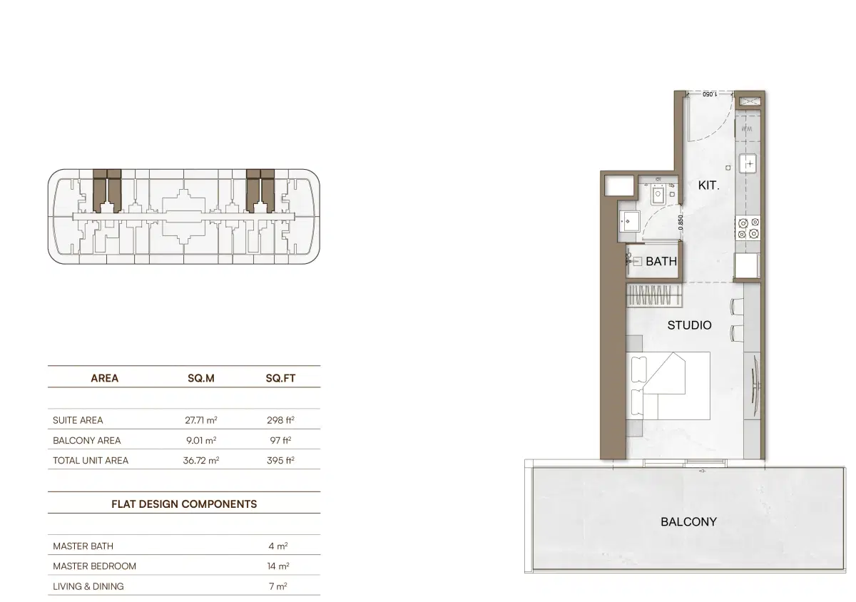 Binghatti Skyhall At Business Bay Dubai Studio Floor Plan