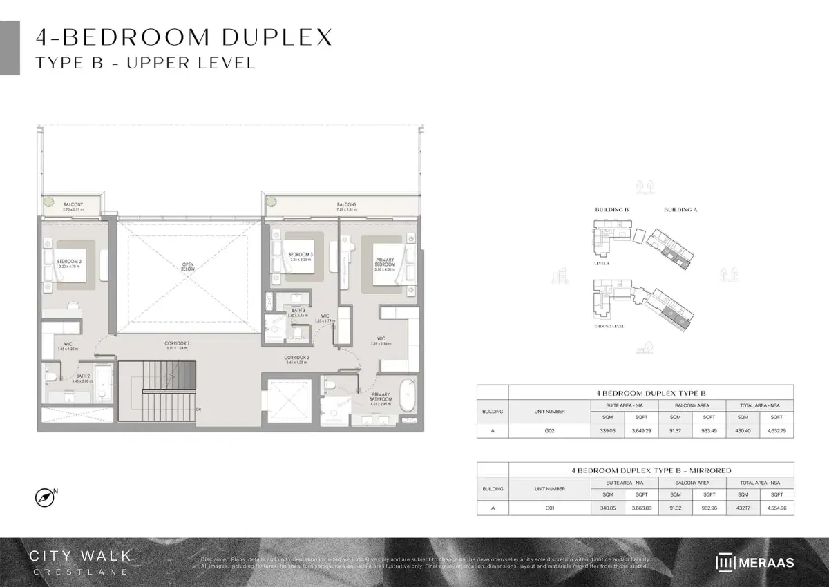 Meraas City Walk Crestlane 5 4 BR Duplexes Floor Plan