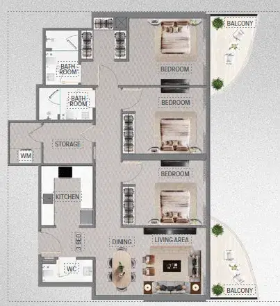 Binghatti Maybach At Meydan 3 BR Apartment Floor Plan