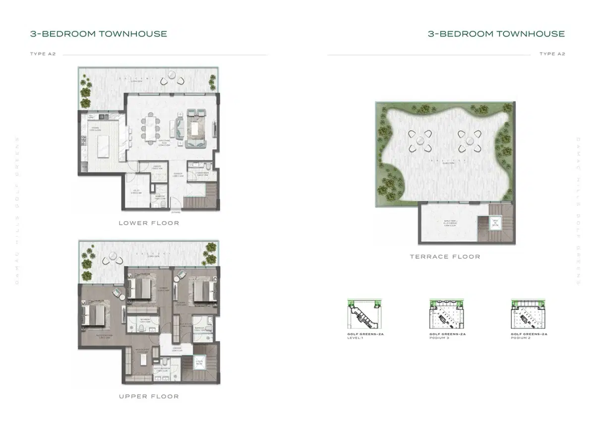 Damac Golf Greens 2 3 Bedroom Townhouses Floor Plan