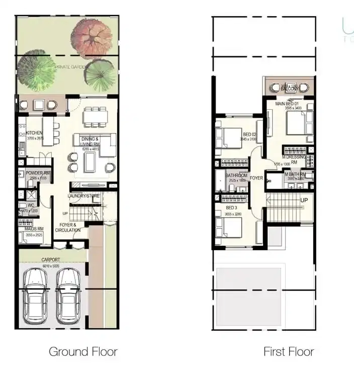 Urbana Townhouses at EMAAR South Dubai 3 BR townhouses Floor Plan