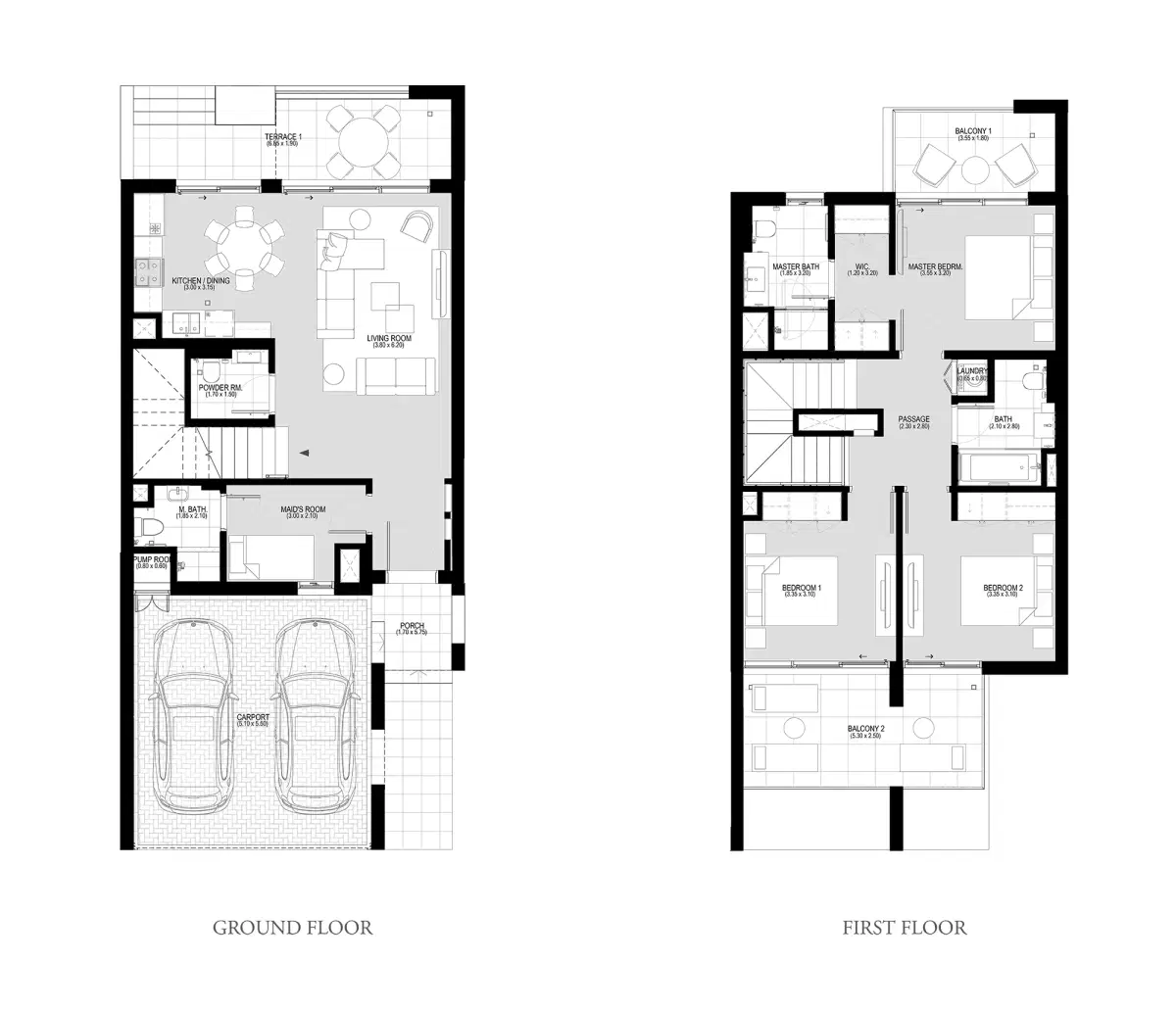 Emaar Bliss Arabian Ranches Iii 3 Bed Duplex Floor Plan