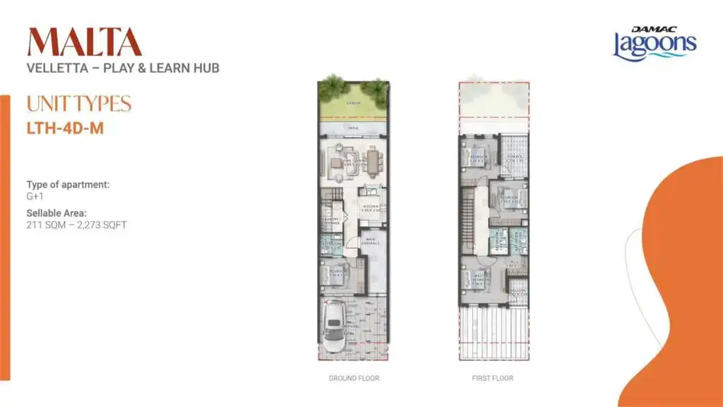 DAMAC Lagoons Malta 4 BR Floor Plan 2,274 Sq. Ft.