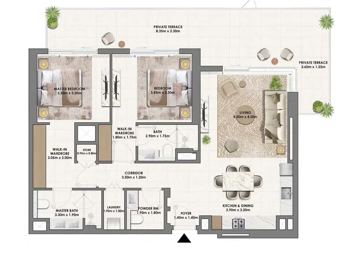 Emaar Parkwood At Dubai Hills Estate 2 Bedroom Apartments Floor Plan