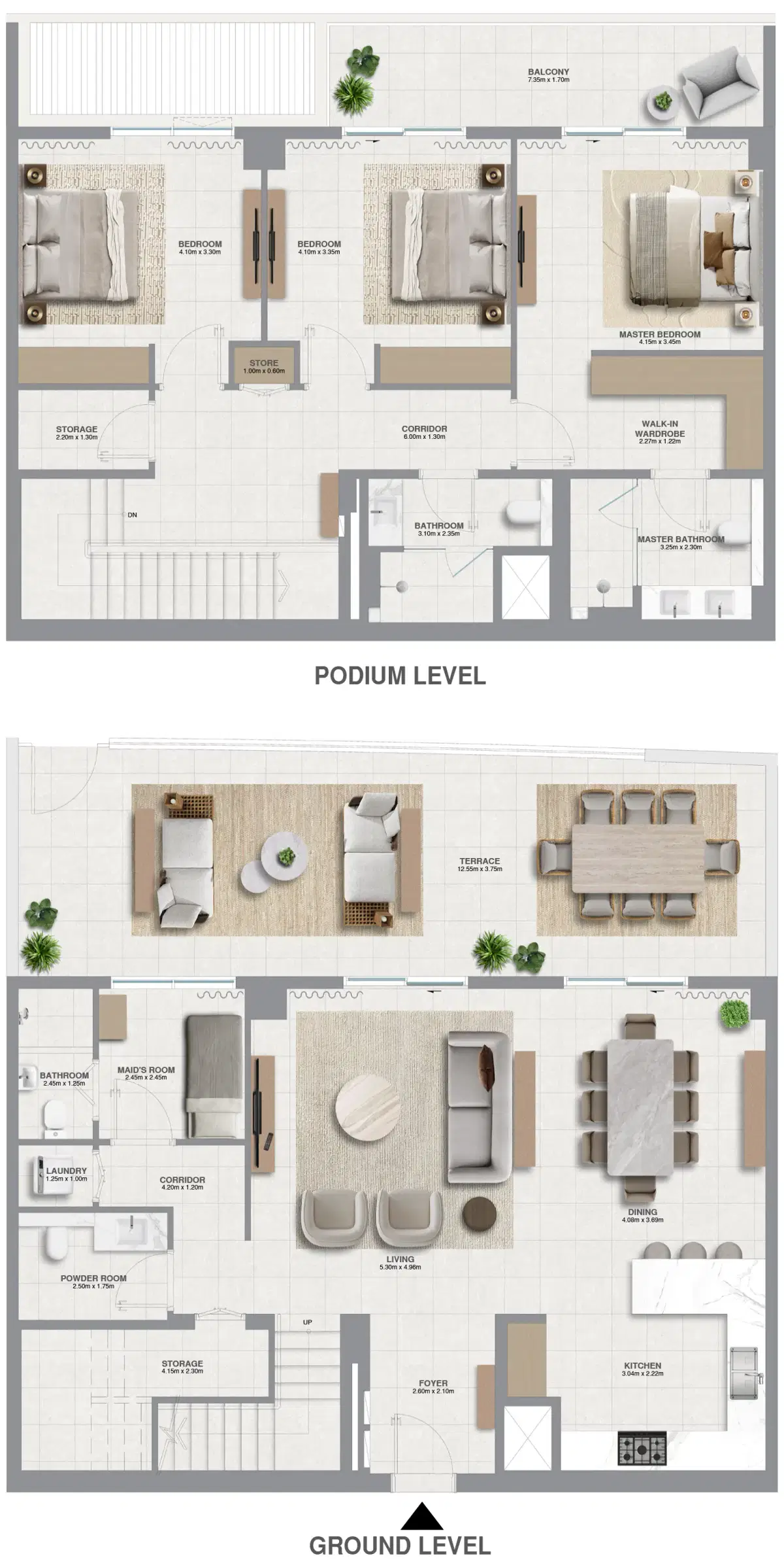 Golf Meadow At Emaar South Dubai 3 Bedroom Townhouses Type-2 Floor Plan