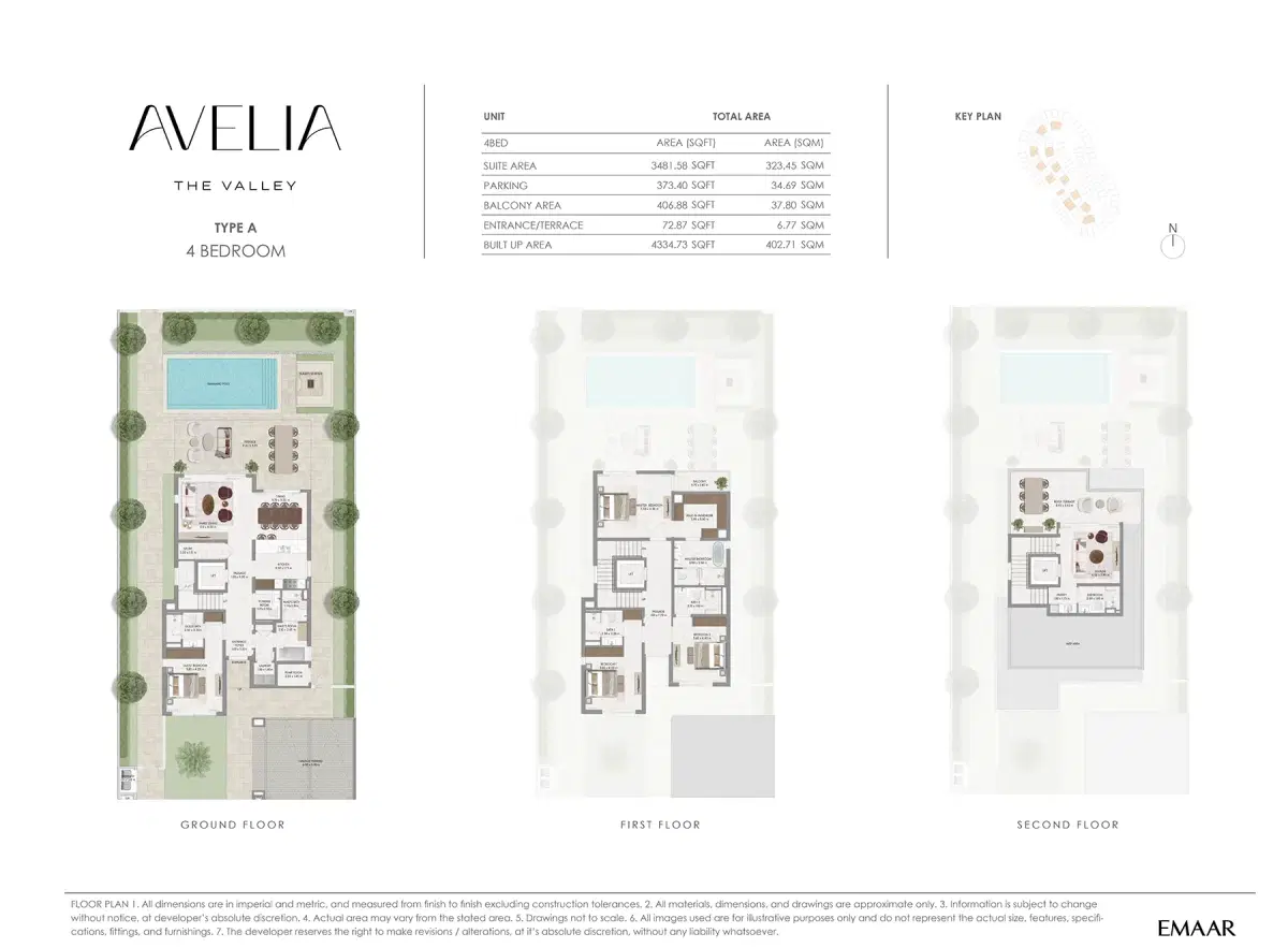 Emaar Avelia 4 BR Floor Plan 4,334 Sq. Ft.