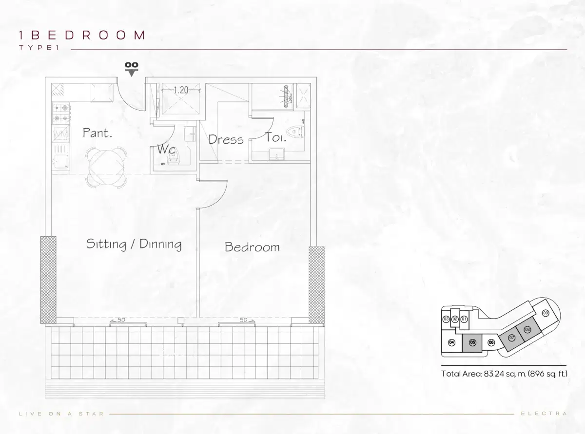 Acube Electra Studios & Apartments at JVC Dubai 1 BR Apartments Floor Plan