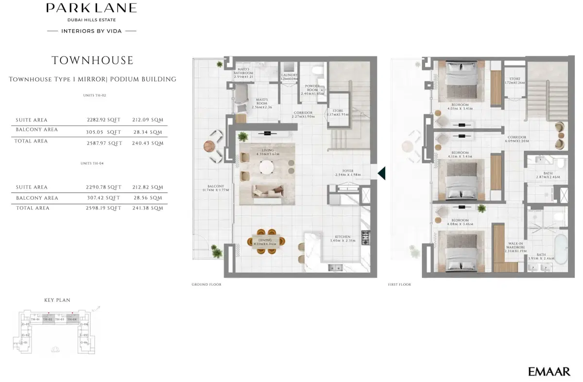 Emaar Park Lane Dubai 3 BR Floor Plan 2,587 Sq. Ft.
