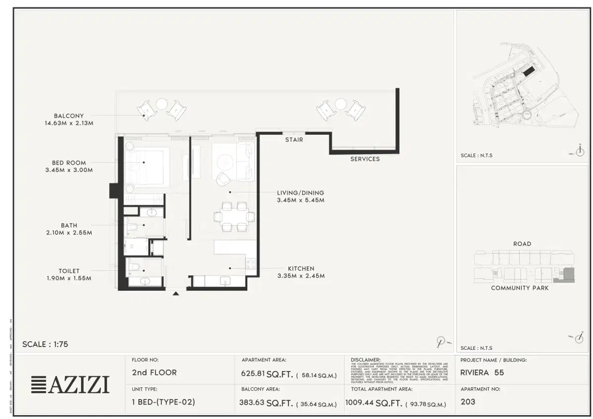 1 BR Floor Plan 1,009 Sq. Ft.