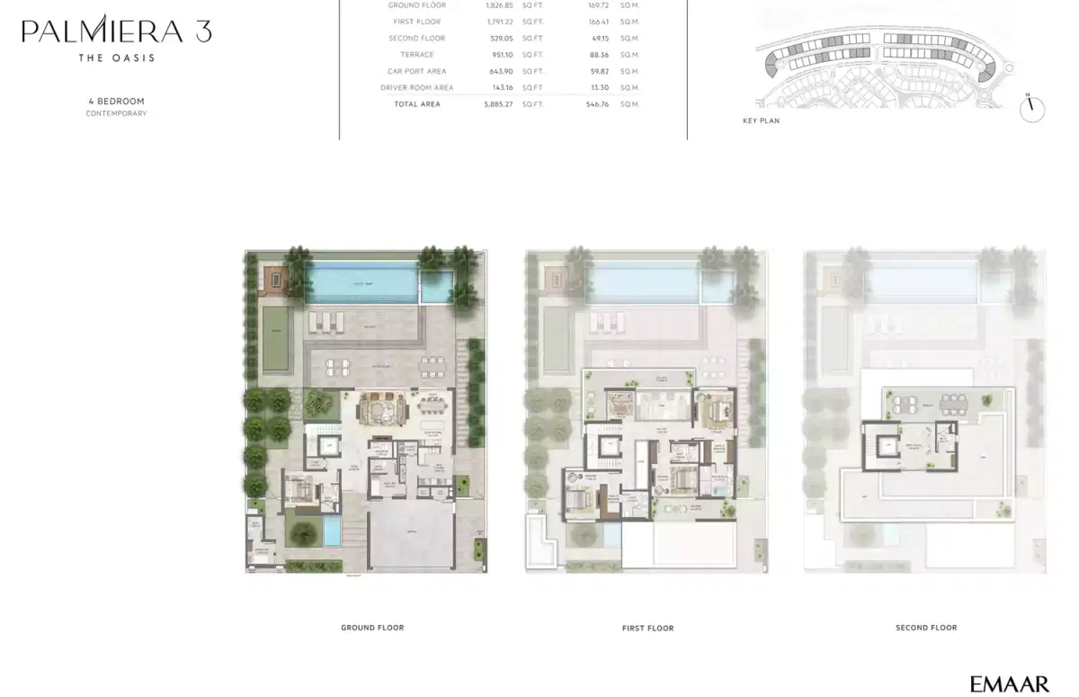 Emaar Palmiera 3 4 Bedroom Villas - Contemporary Floor Plan
