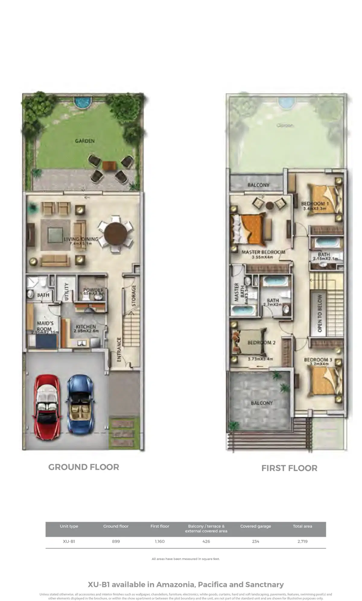 DAMAC Casablanca Villas Dubai 4 BR Floor Plan 2,719 Sq. Ft.