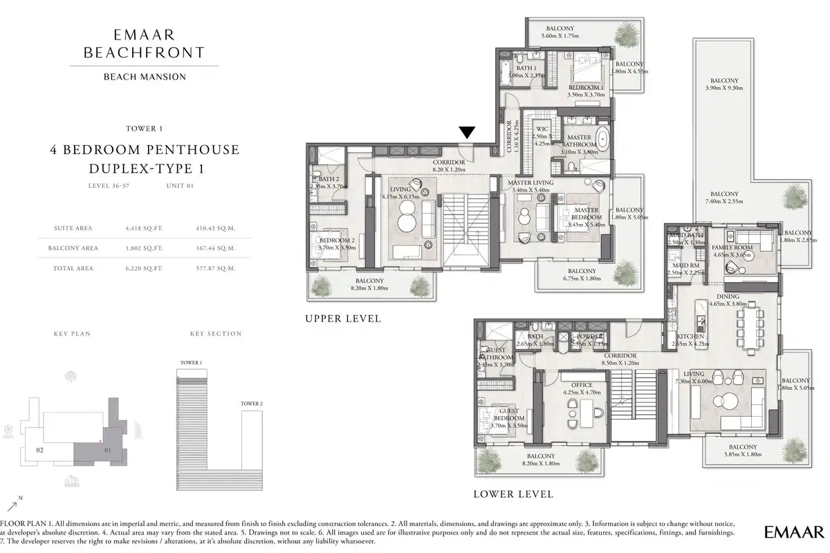 EMAAR Beach Mansion Dubai 4 BR Floor Plan 6,220 Sq. Ft.