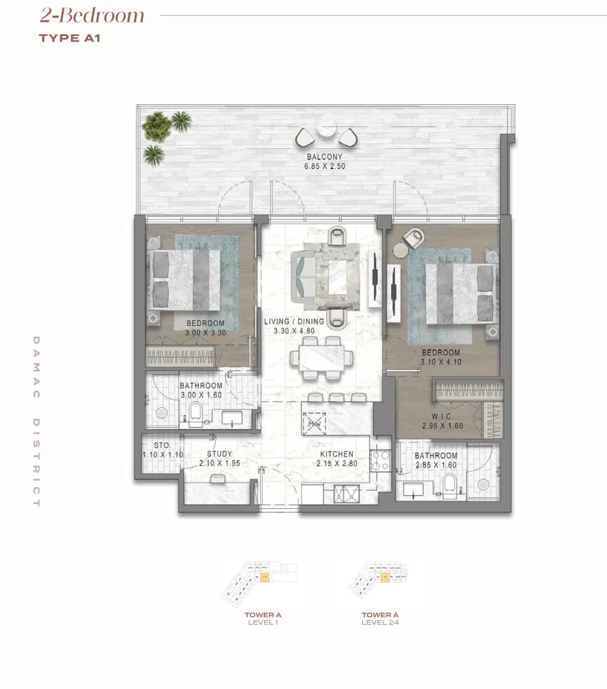 Damac District At Damac Hills 2 Bedroom Apartment Floor Plan