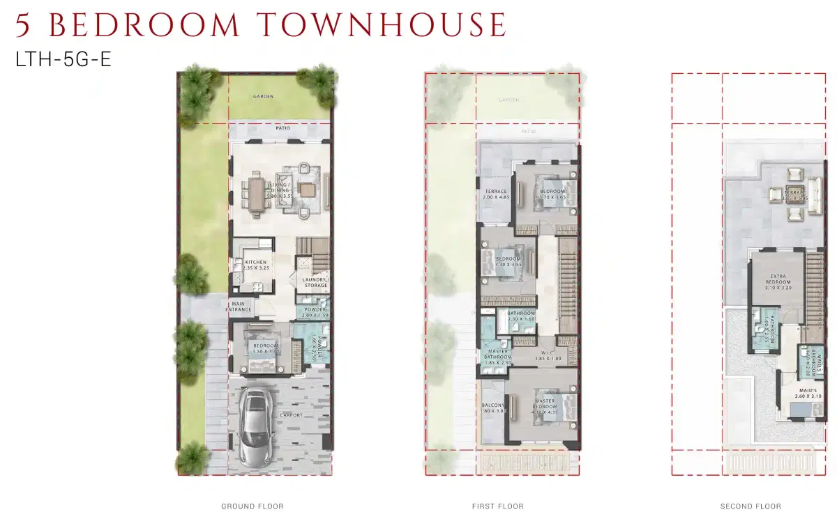 Damac Lagoons Monte Carlo 5 Bedroom Townhouses Floor Plan