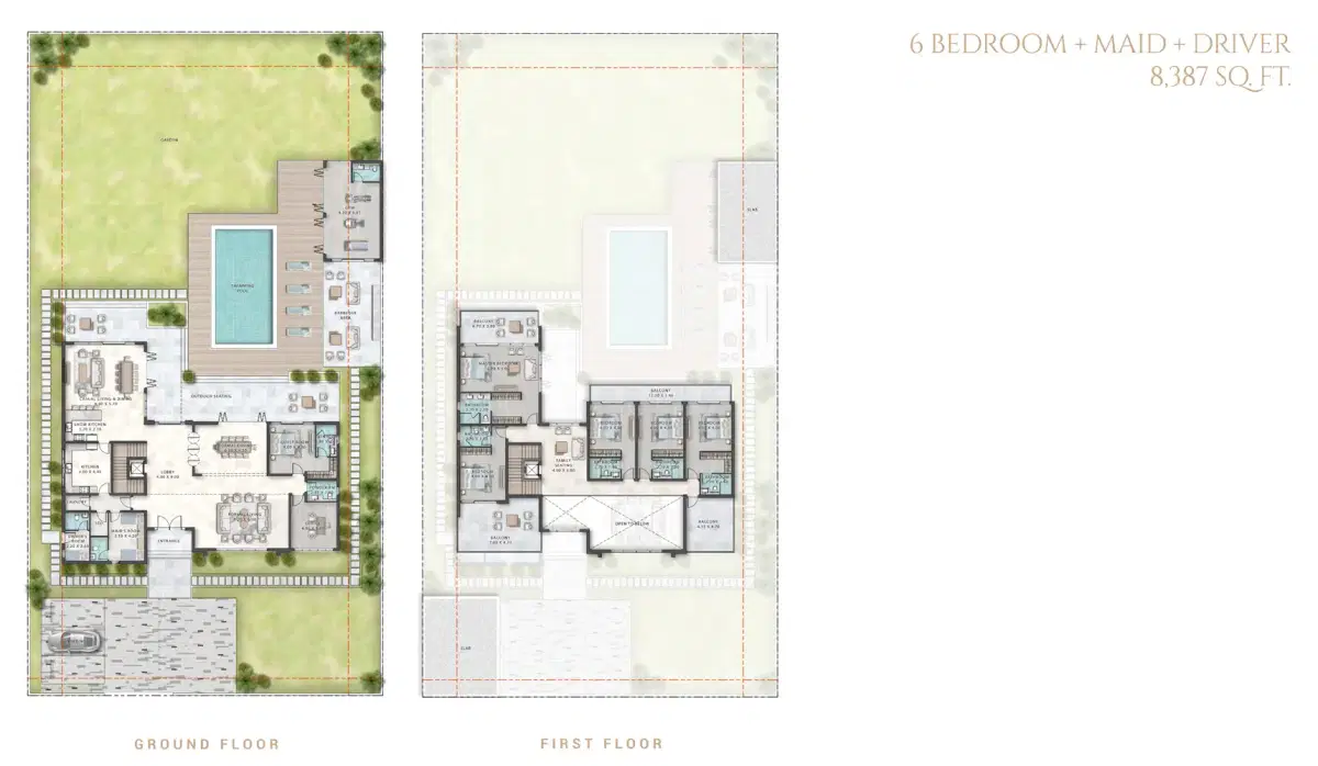 DAMAC The Farmhouses Villas 6 BR Floor Plan 8,387 Sq. Ft.