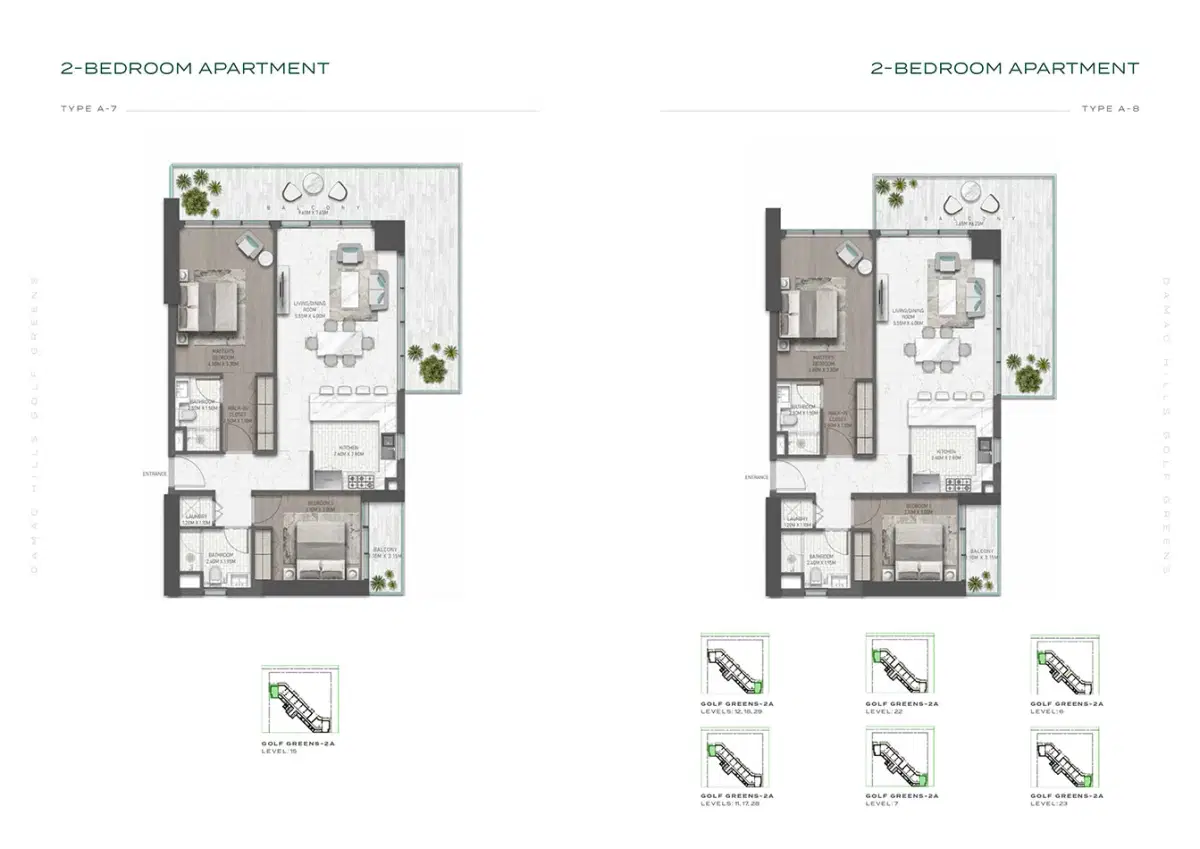 Damac Golf Greens 2 2 Bedroom Apartments Floor Plan