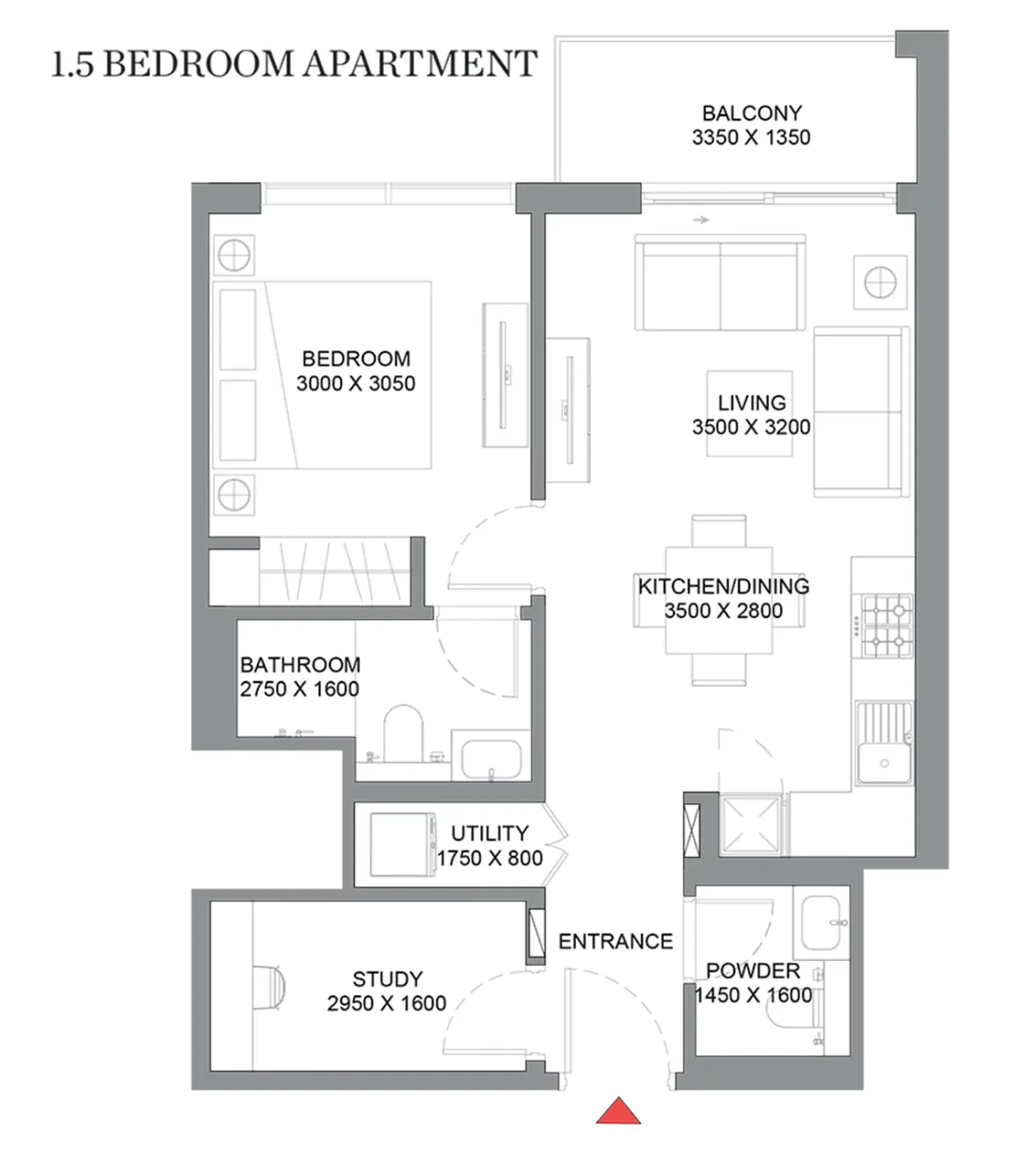 Sobha One And Sobha Hartland 2 1.5 Bedroom Apartments - Sobha Hartland 2 Floor Plan