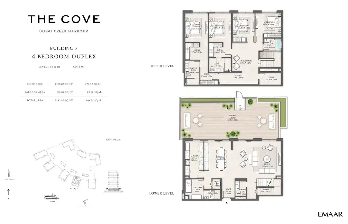 Emaar The Cove 2 4 Bedroom Duplexes Floor Plan