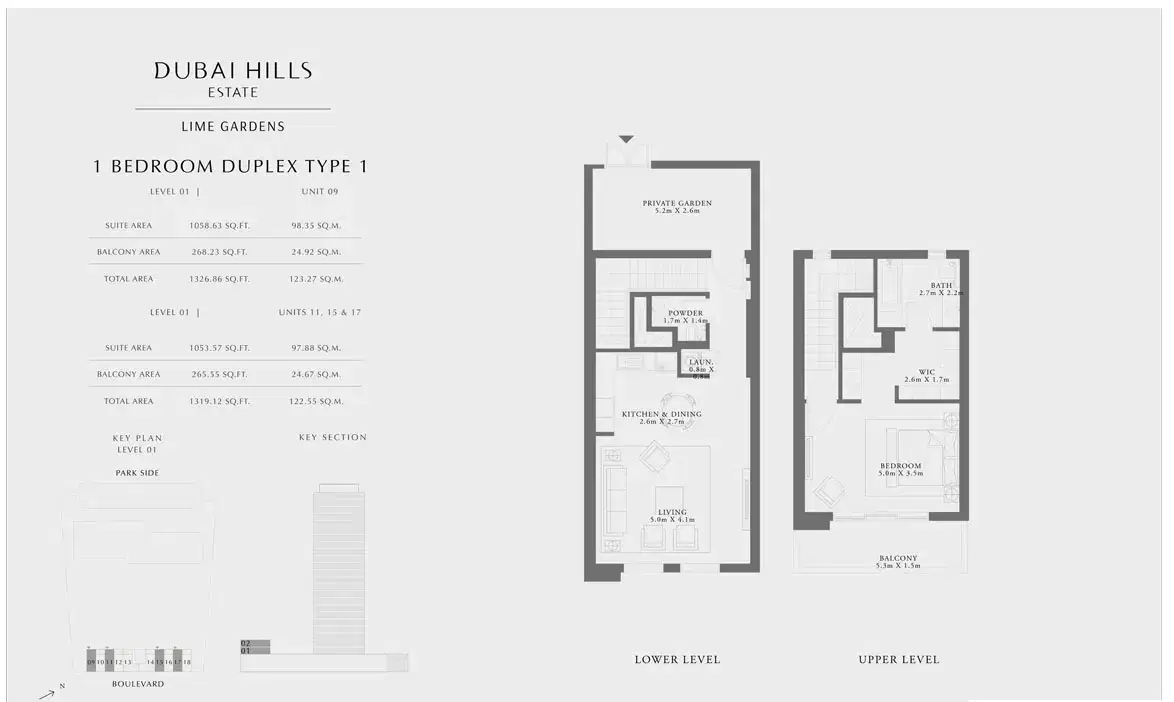 Emaar Lime Garden 1 Bedroom Duplexes Floor Plan