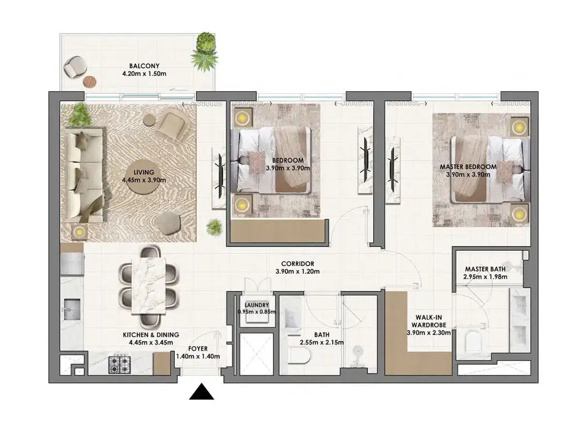 Emaar Parkwood At Dubai Hills Estate 2 Bedroom Apartments Floor Plan