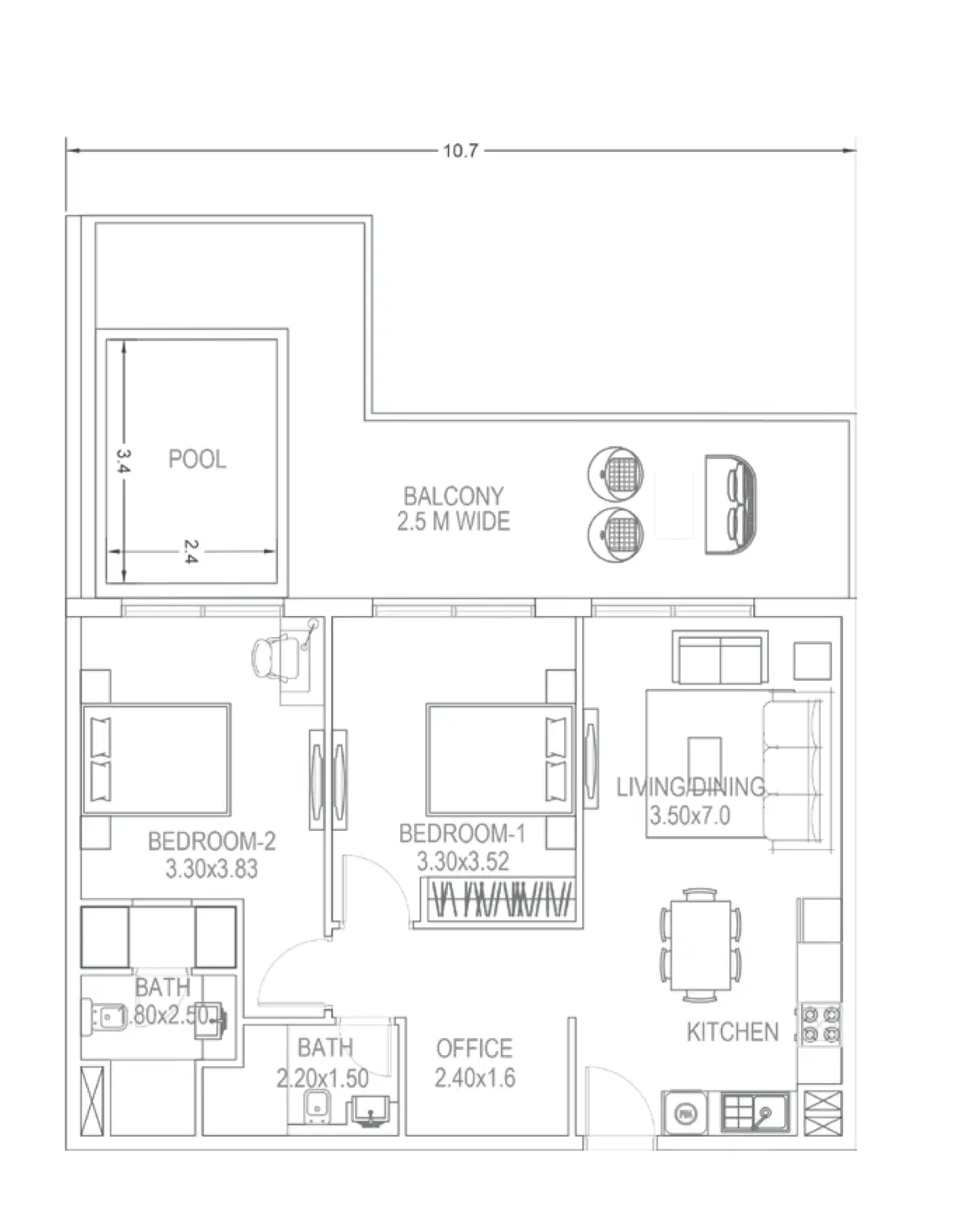 DANUBE Petalz at Al Warsan Studio, Apartments & Duplexes 2 Bedroom Apartments Floor Plan