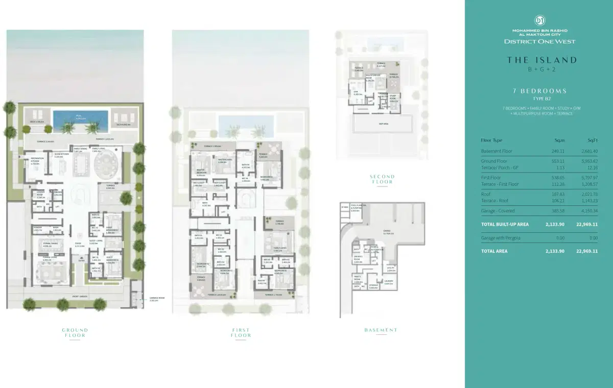 District One West Dubai 7 BR Floor Plan 22,969 Sq. Ft.
