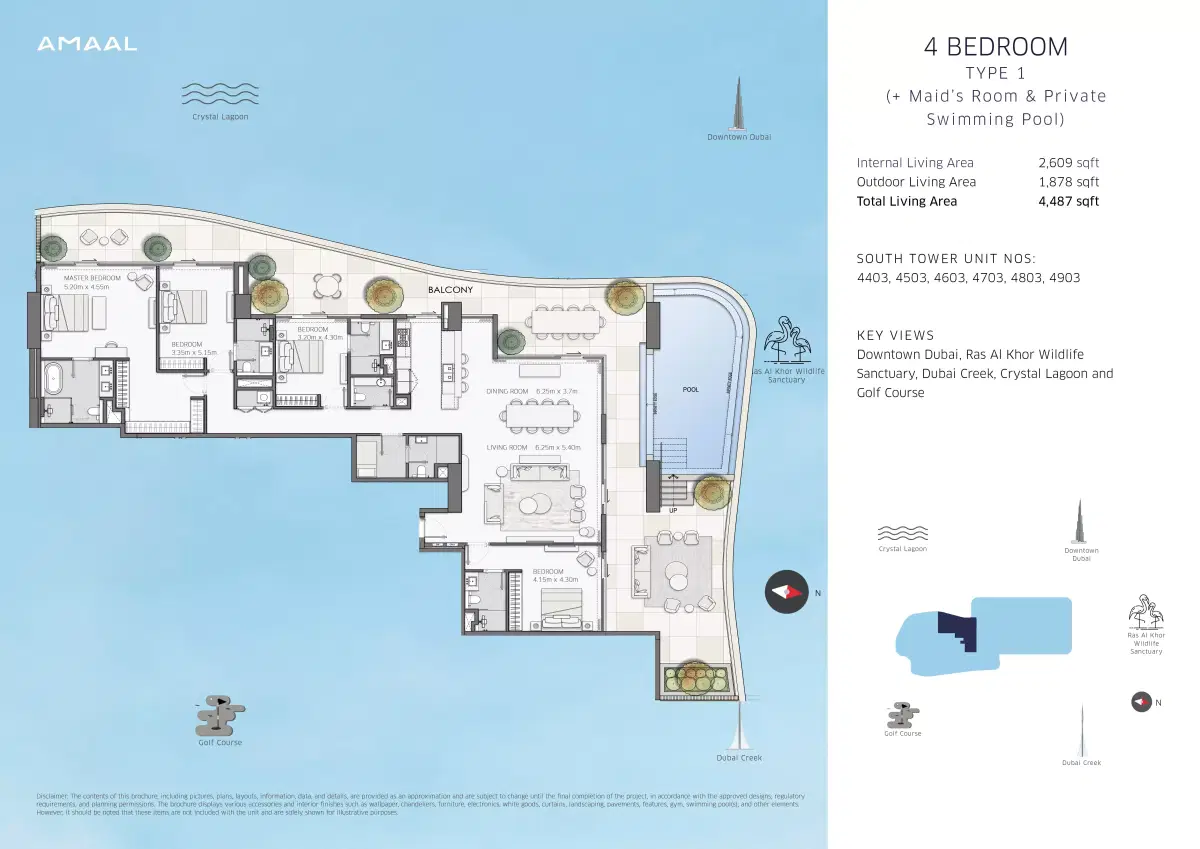 Amaal Emirates Amaal 8 Apartments at MBR City 4 BR Apartments Floor Plan