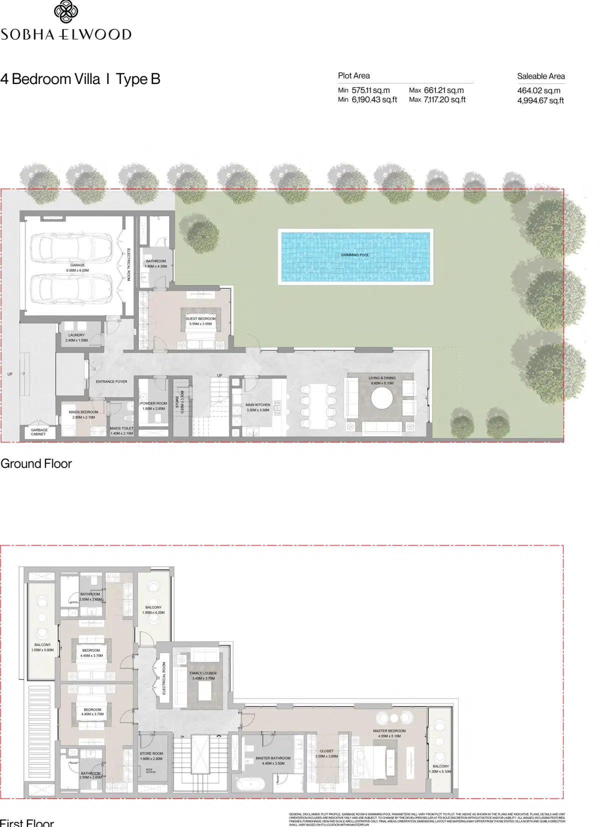 Sobha Elwood Dubai 4 BR Floor Plan 4,994 Sq. Ft.