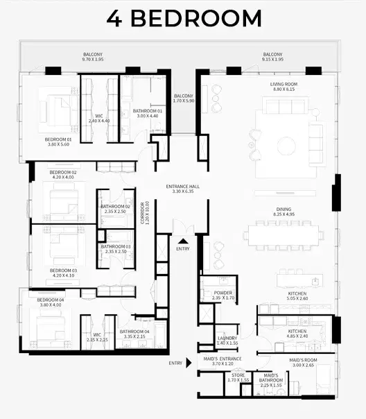 4 Bedroom Apartments