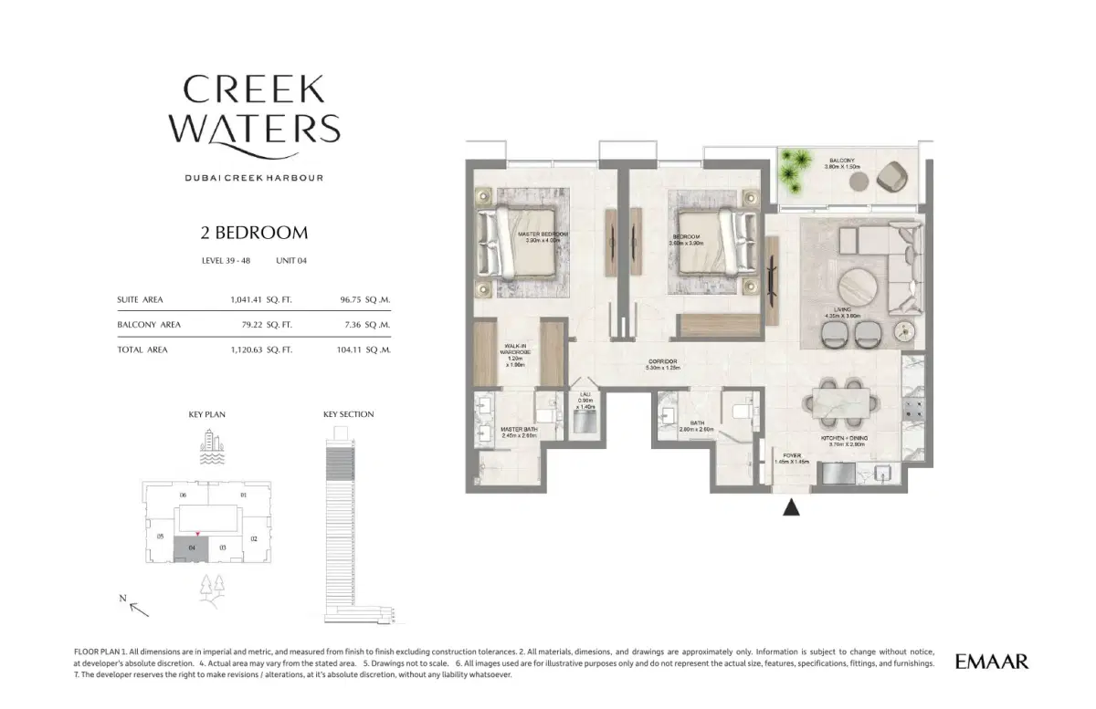 Emaar Creek Waters 2 BR Appartment Floor Plan