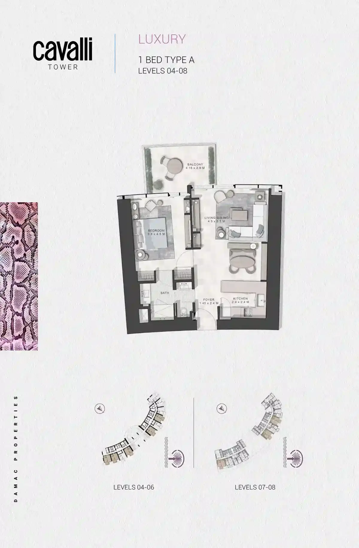 Damac Cavalli Tower 1 Bedroom Apartments Floor Plan