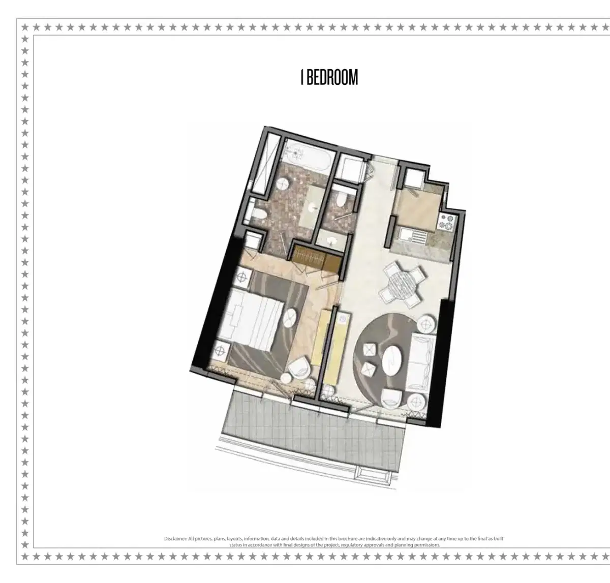 Damac Towers By Paramount Hotels And Resorts 1 BR Apartment Floor Plan