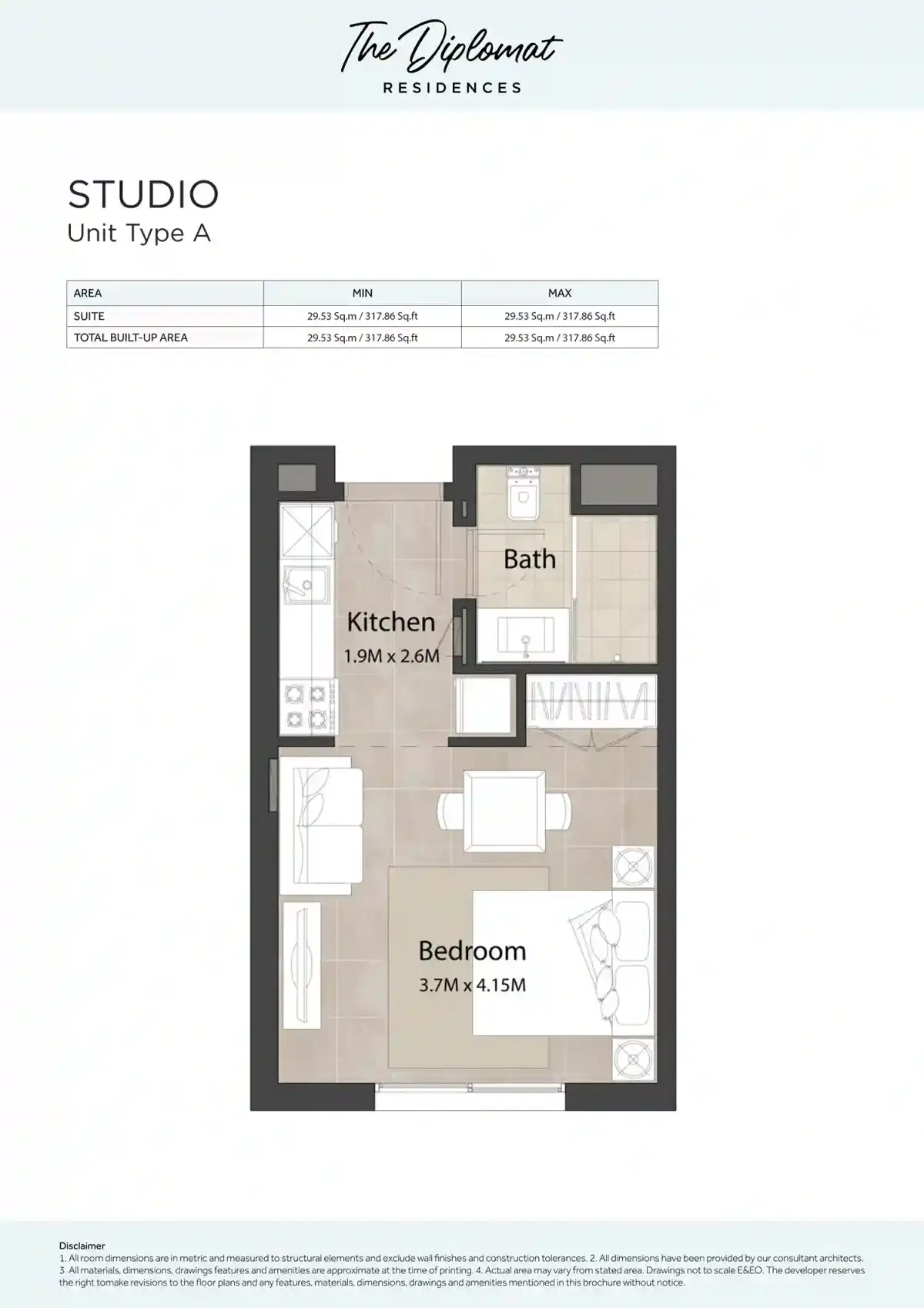 The Diplomat Residences Studios Floor Plan