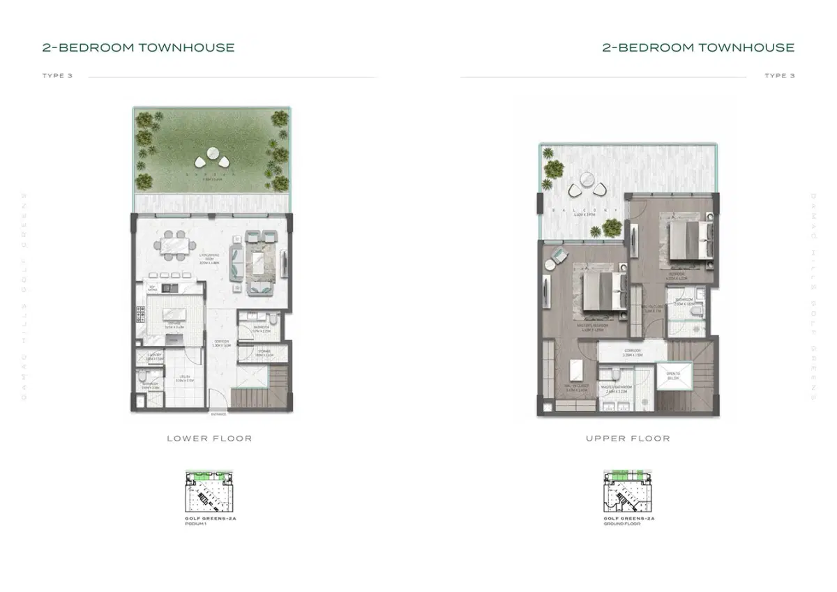 Damac Golf Greens 2 2 Bedroom Townhouses Floor Plan