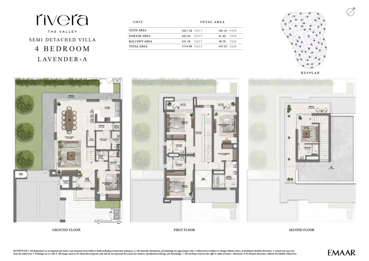 Emaar Rivera 4 BR Floor Plan 3,714