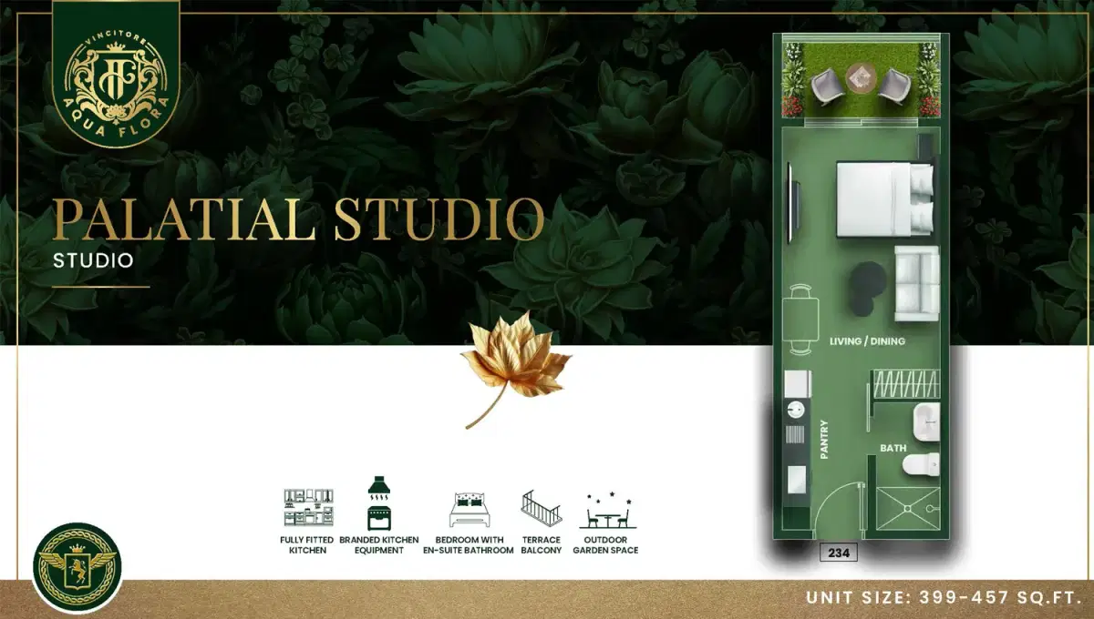 Studios Floor Plan 399 Sq. Ft.