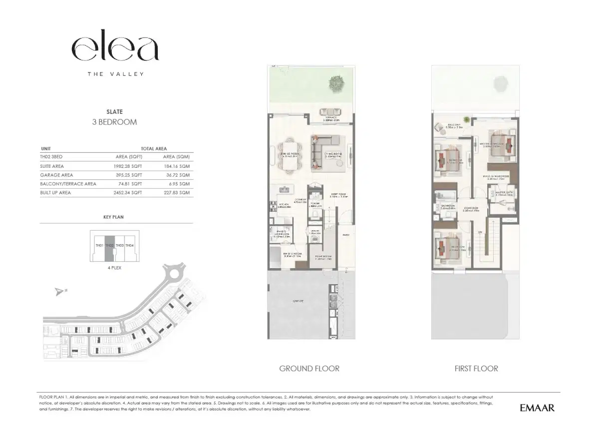 EMAAR The Valley Elea Dubai 3 BR Floor Plan 2,452 Sq. Ft.