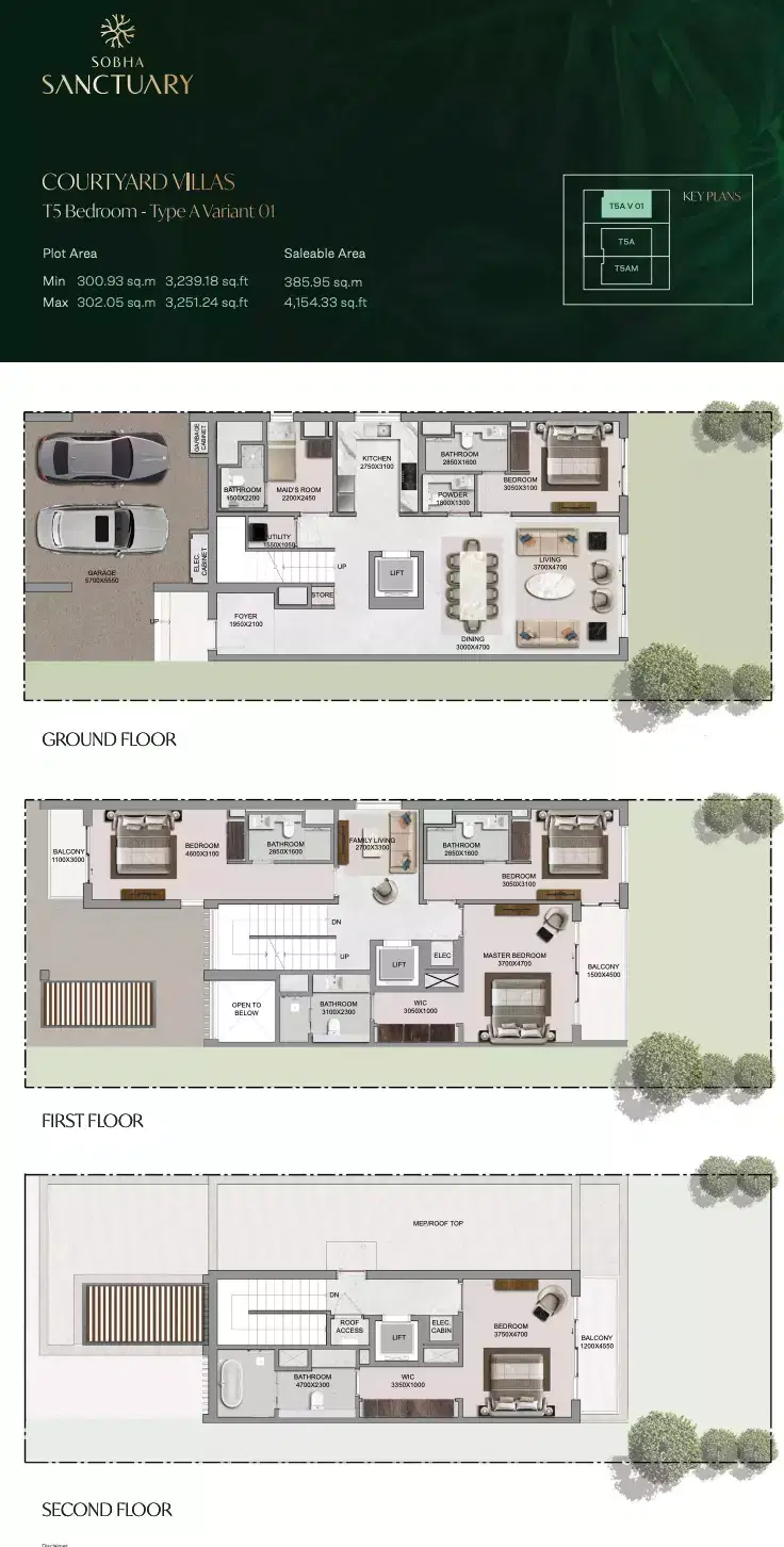 The Greens At Sobha Sanctuary 5 Bedroom Villas Floor Plan
