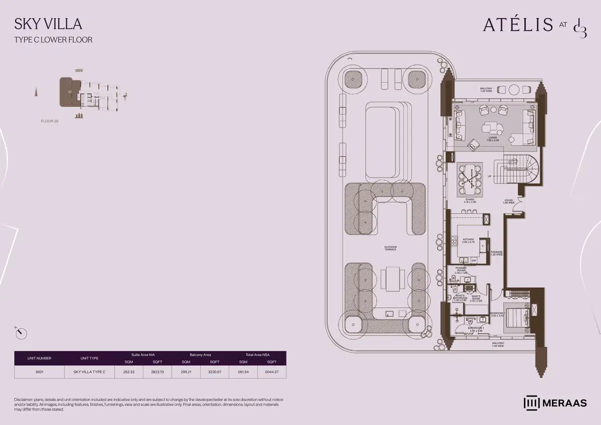 Meraas Atelis at Dubai Design District (D3) 4 Sky Villas Floor Plan