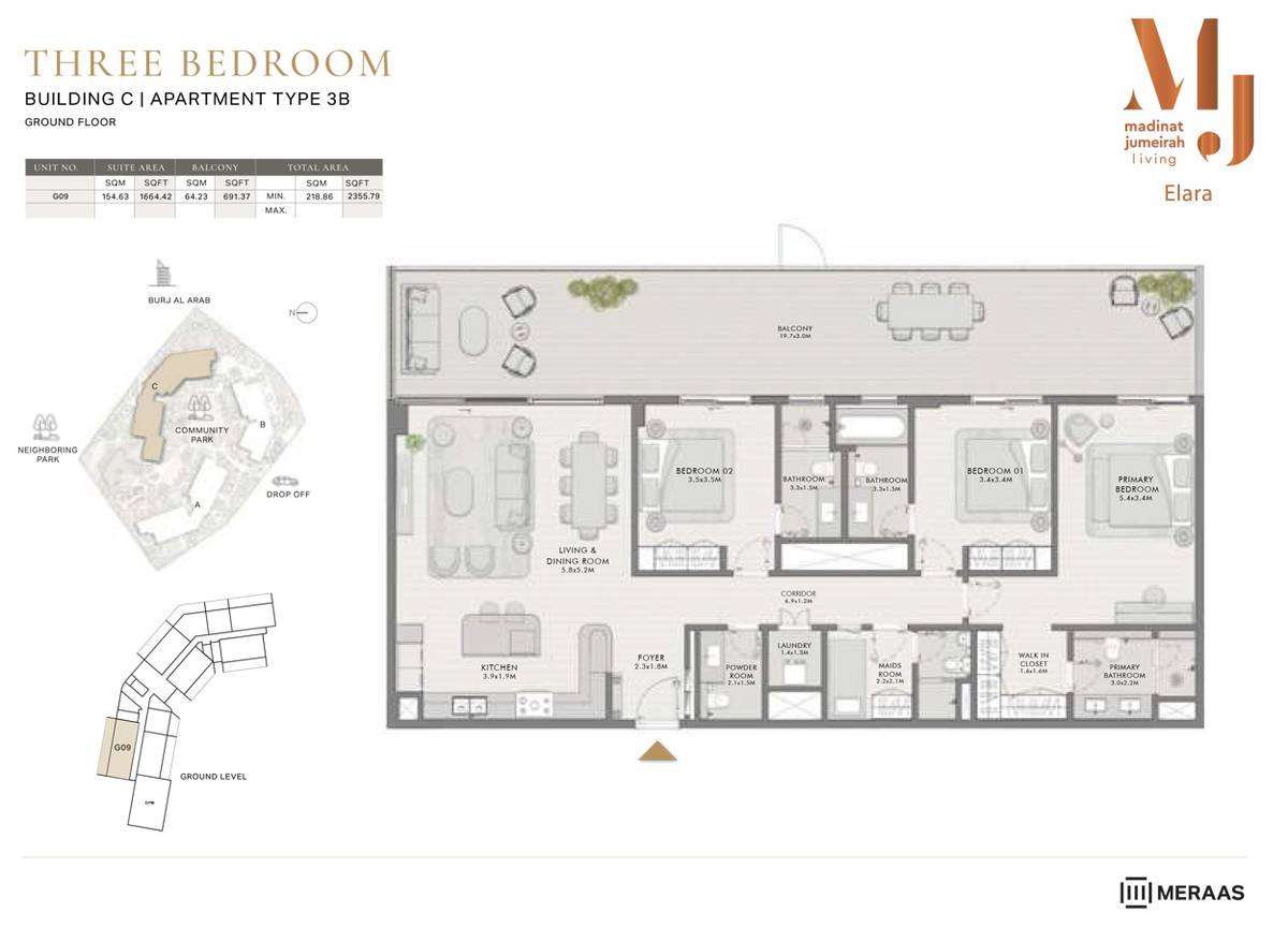 Elara At Mjl 3 BR Apartment Floor Plan