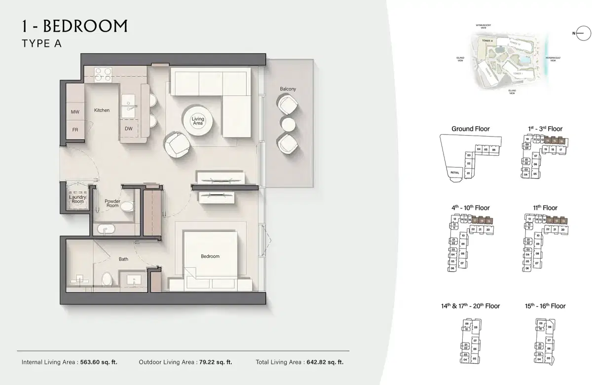 1 BR Floor Plan 642 Sq. Ft.