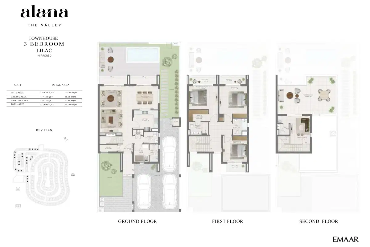 EMAAR Alana at The Valley 3 BR Floor Plan 3,720 Sq. Ft.