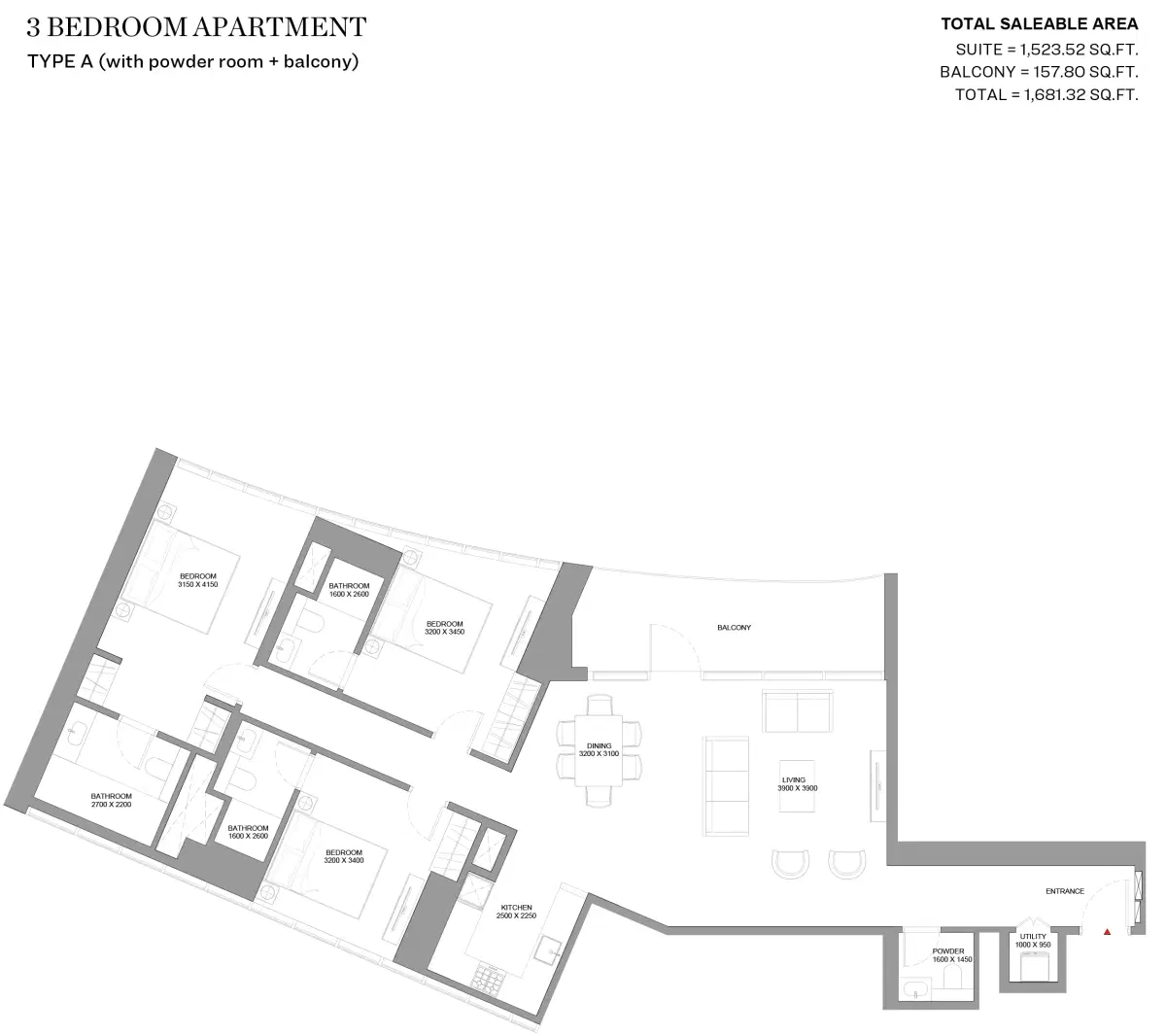 3 Bedroom Apartments