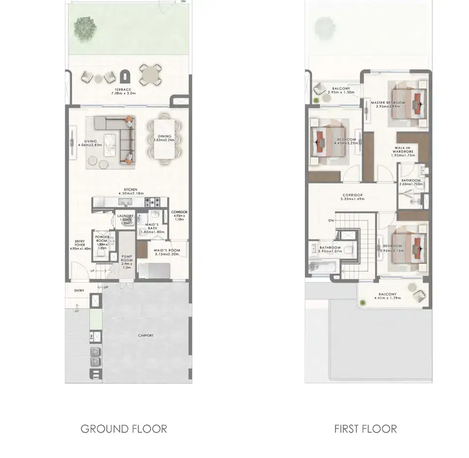 Emaar Kaia At The Valley Dubai 3 Bedroom Townhouses Floor Plan